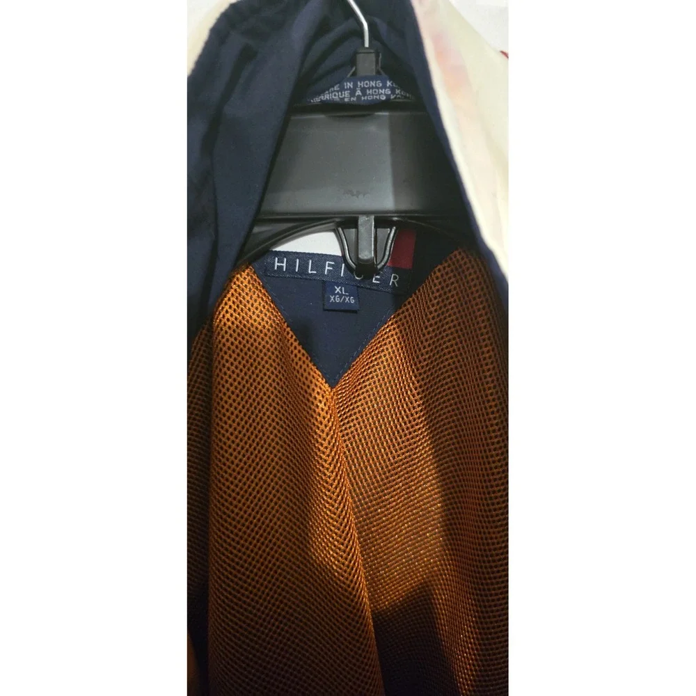 Vtg 90s Hilfiger Ski Jacket Boating Coat Yellow Hooded Sailing Parka Mens XL‎